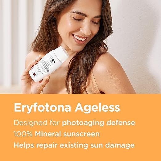 ISDIN Eryfotona Ageless Sunscreen Zinc Oxide and 100% Mineral Tinted Sunscreen SPF 50+ - 3.4 Fl Oz