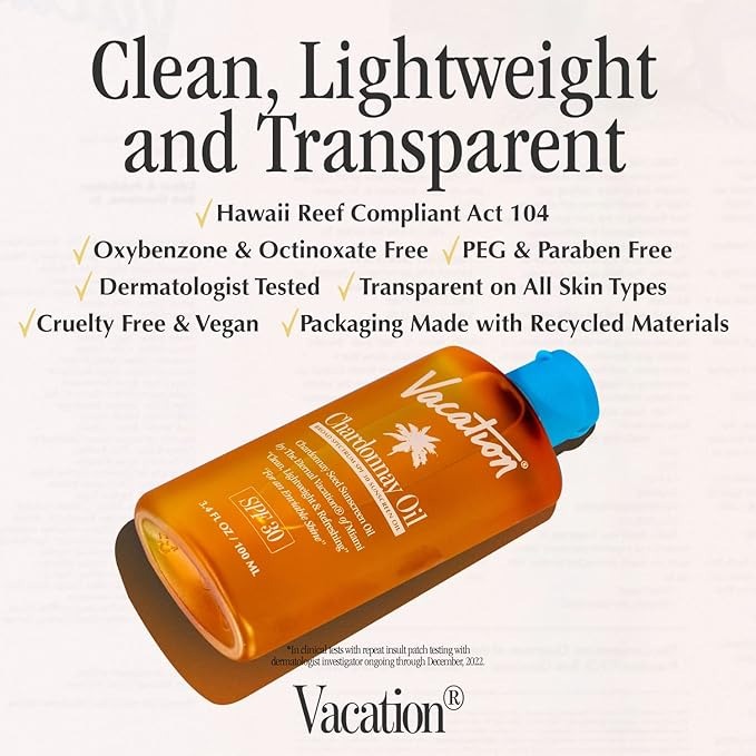 Vacation Chardonnay Oil SPF 30 + Air Freshener Bundle - 3.4 Fl Oz