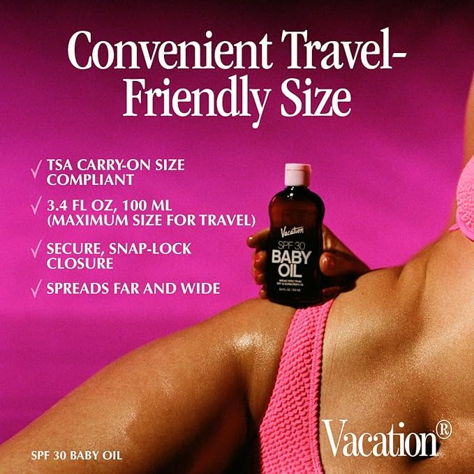 Vacation Baby Oil SPF 30 + Air Freshener Bundle - 3.4 Fl Oz