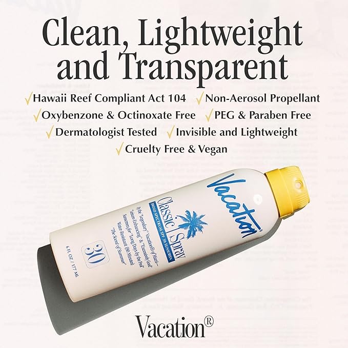 Vacation Classic Spray Sunscreen SPF 30 + Air Freshener Bundle - 6 Fl Oz