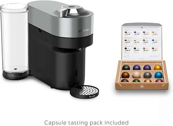 Nespresso Vertuo POP Deluxe Coffee and Espresso Machine by Breville with Milk Frother - Titan Medium