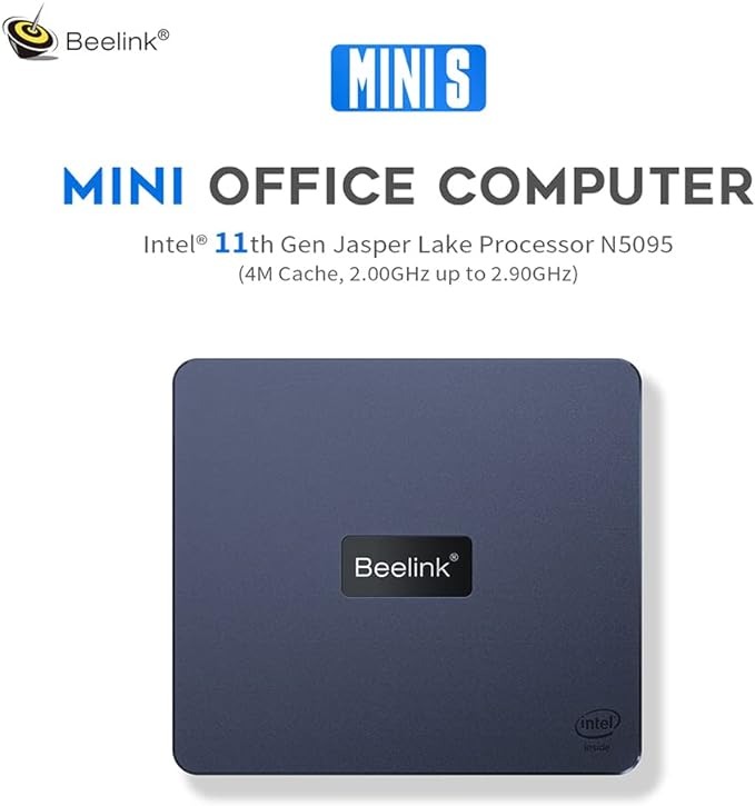 Beelink Mini PC, Mini S Intel 11th Gen 4-Cores N5095 256GB SSD