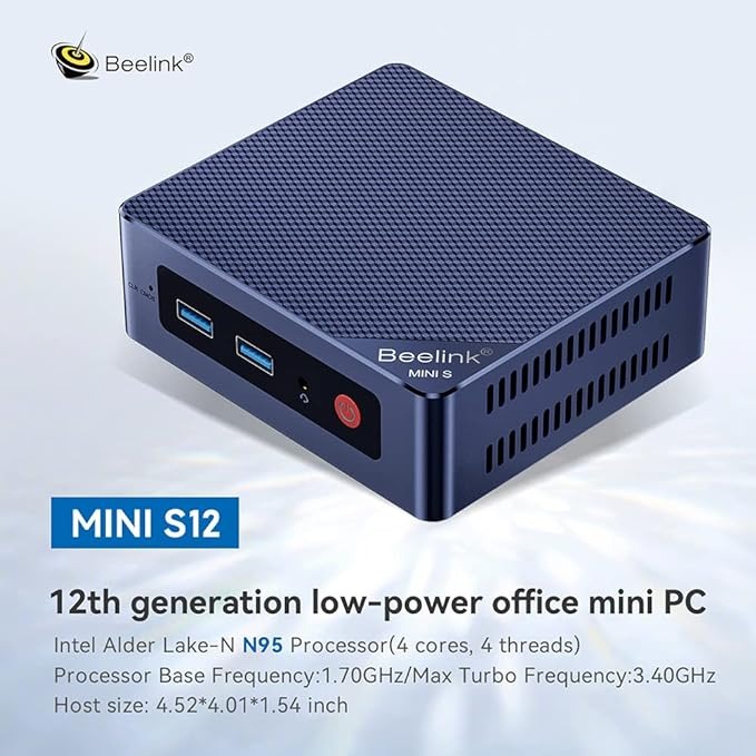 Beelink Mini PC, Mini S12 Intel 12th Gen 4-Core N95 256GB SSD