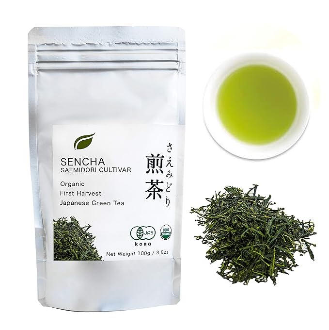 Organic Japanese Sencha - First Harvest Saemidori Cultivar - 3.5 Oz Bag - Loose Leaf Green Tea