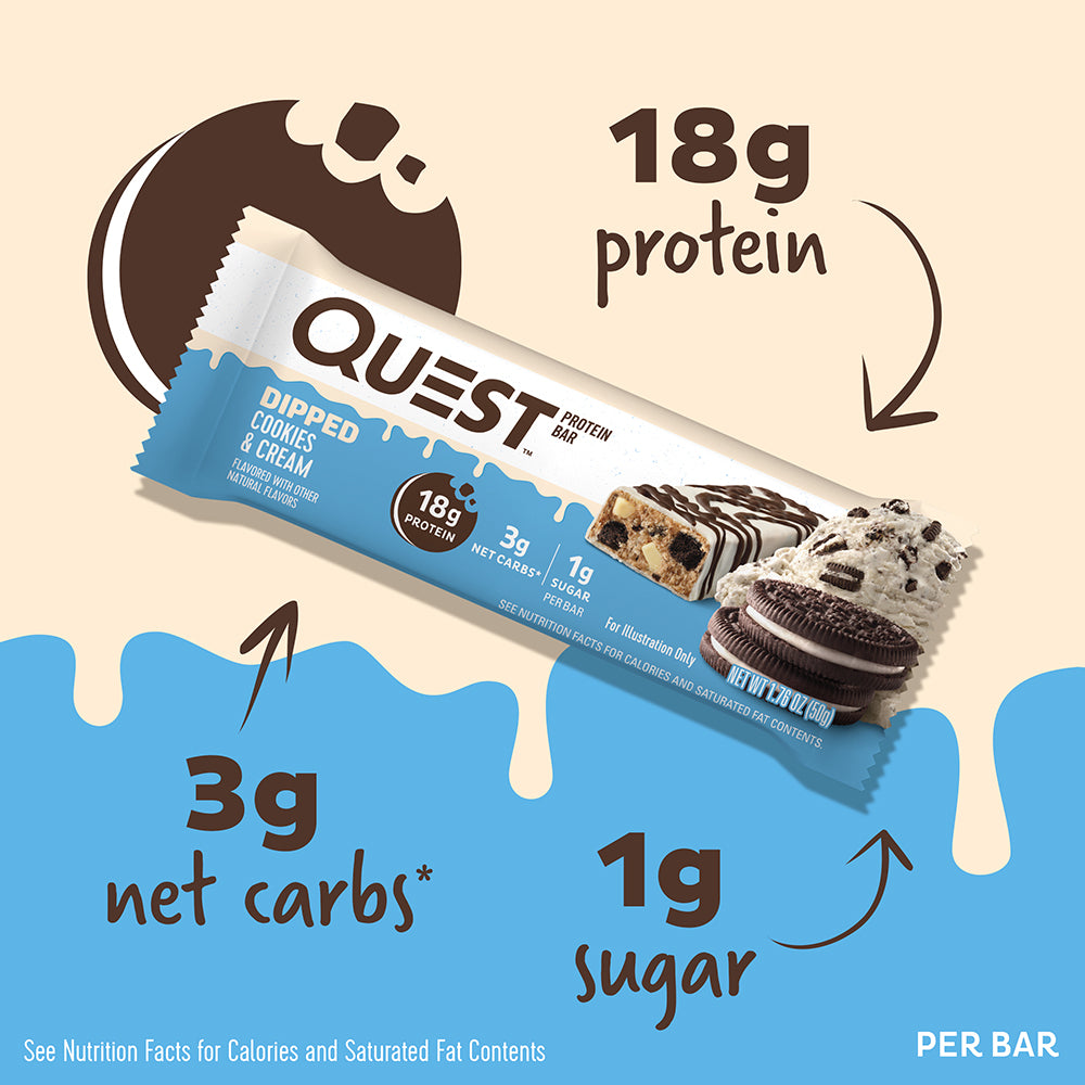 Quest Nutrition Dipped Cookies & Cream Protein Bars