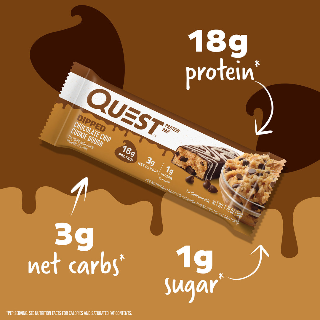 Quest Nutrition Dipped Chocolate Chip Cookie Dough Protein Bar