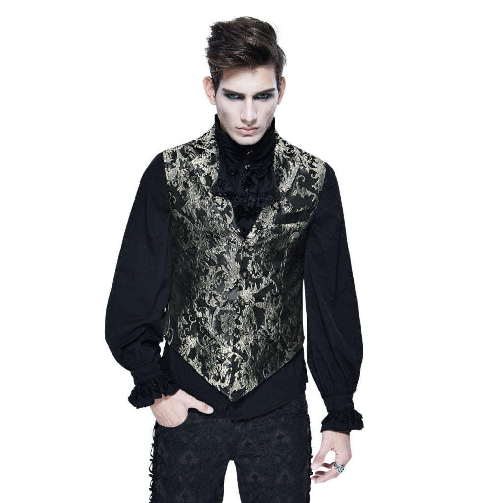 Abracadabra Nyc Gothic Embroidered Brocade Collared Waistcoat