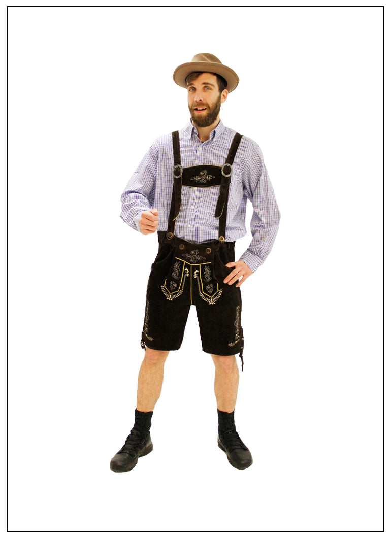 Abracadabra Nyc Authentic Brown German Lederhosen Men's Costume