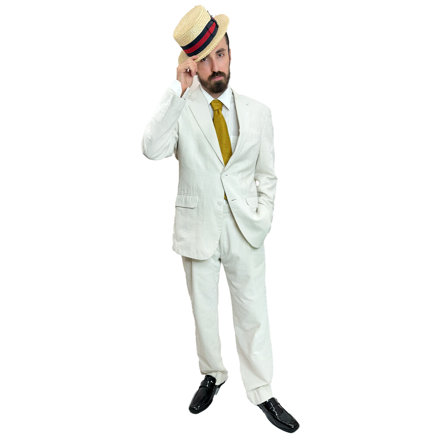 Abracadabra Nyc Exclusive 1920s Cream Seersucker Suit Adult Costume