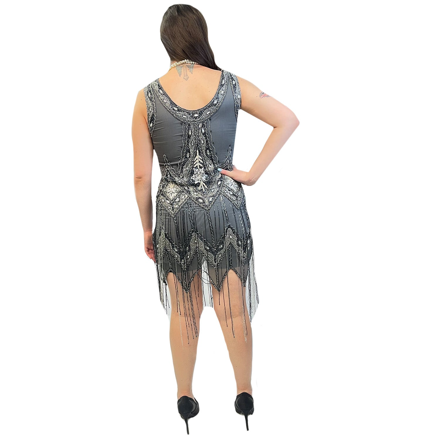 Abracadabra Nyc 1920's Slate Hematite Flapper Dress Women's Costume