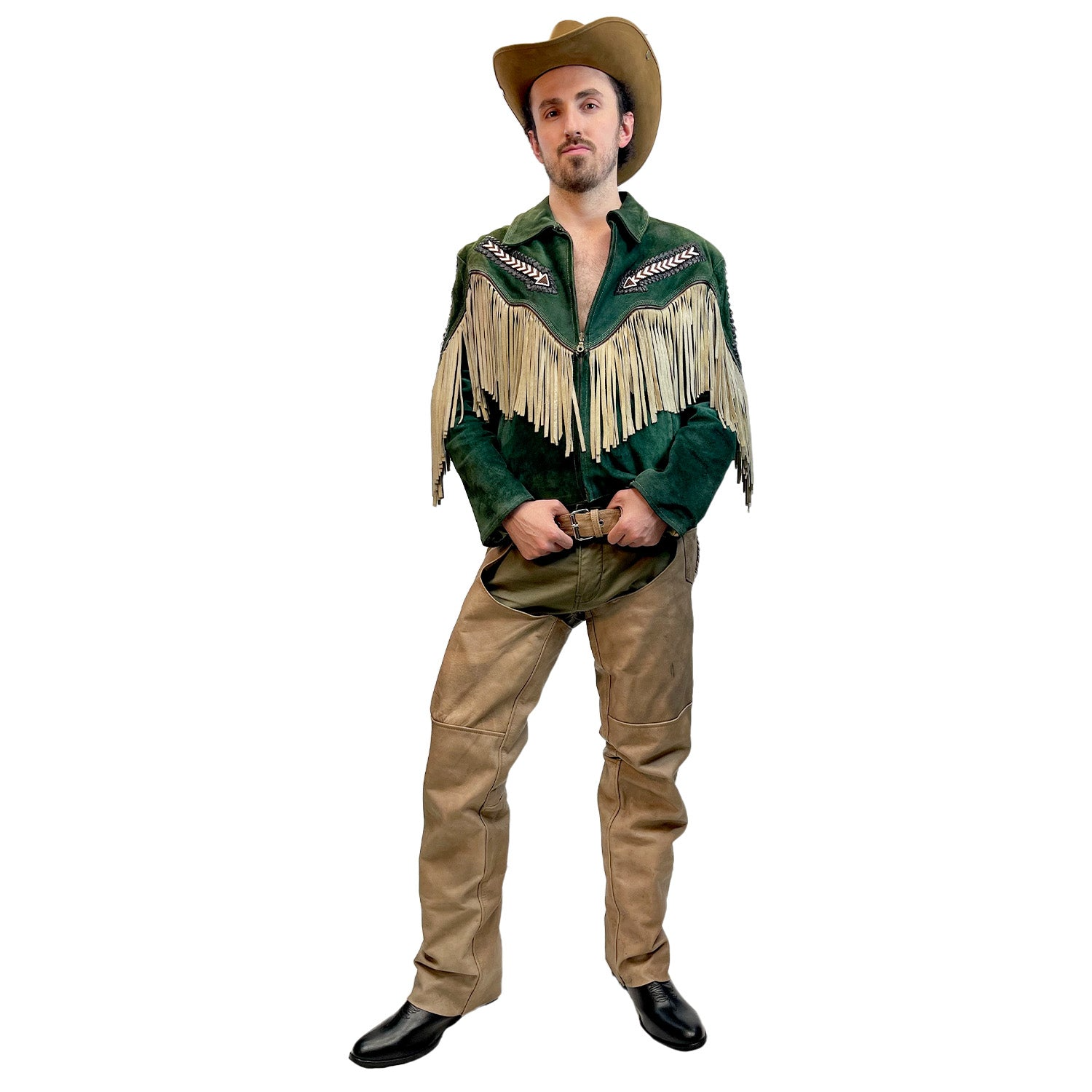 Abracadabra Nyc Old Timey Wild West Cowboy Green Suede Men's Costume