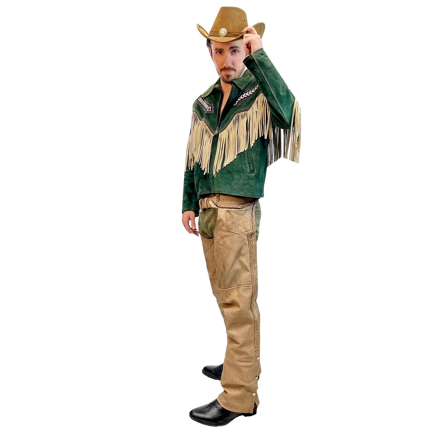 Abracadabra Nyc Old Timey Wild West Cowboy Green Suede Men's Costume