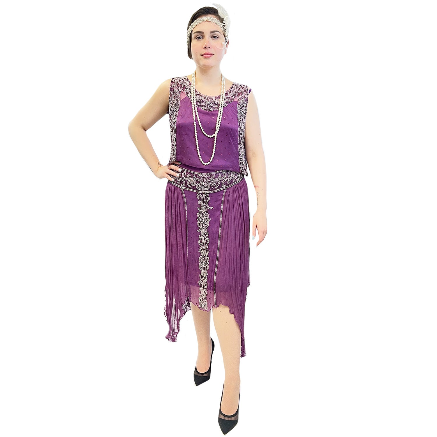 Abracadabra Nyc 1920's Fuchsia Chiffon Flapper Dress Deluxe Women's Costume