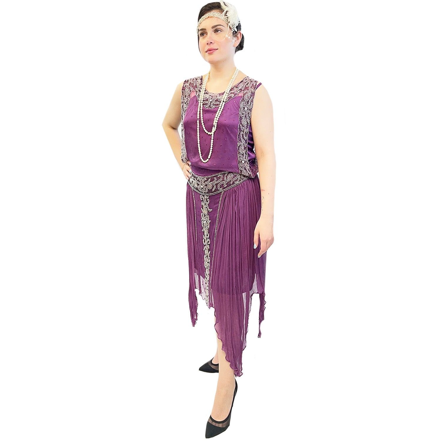 Abracadabra Nyc 1920's Fuchsia Chiffon Flapper Dress Deluxe Women's Costume