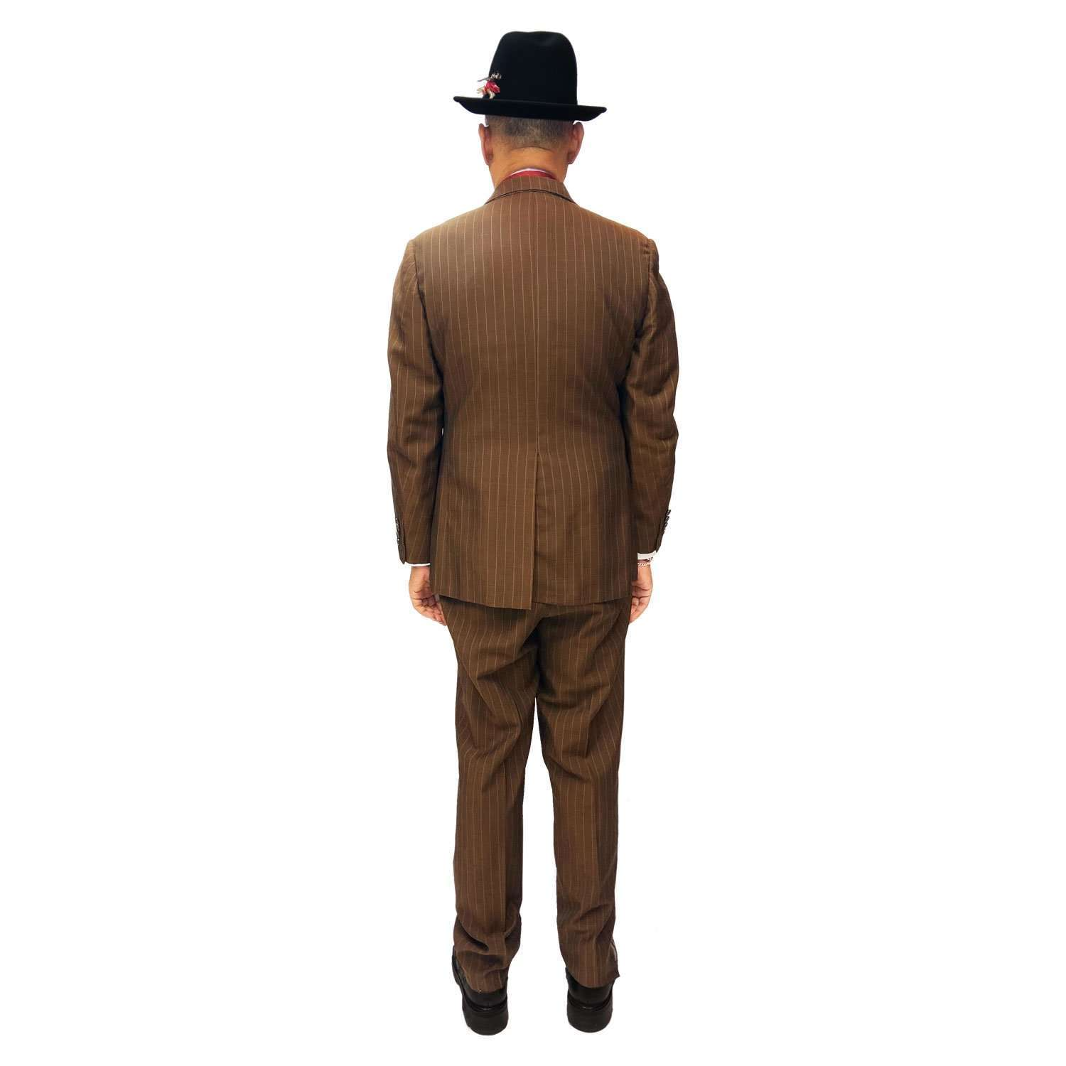 Abracadabra Nyc Exclusive 1920s Brown Striped Double Breasted Suit Adult Costume