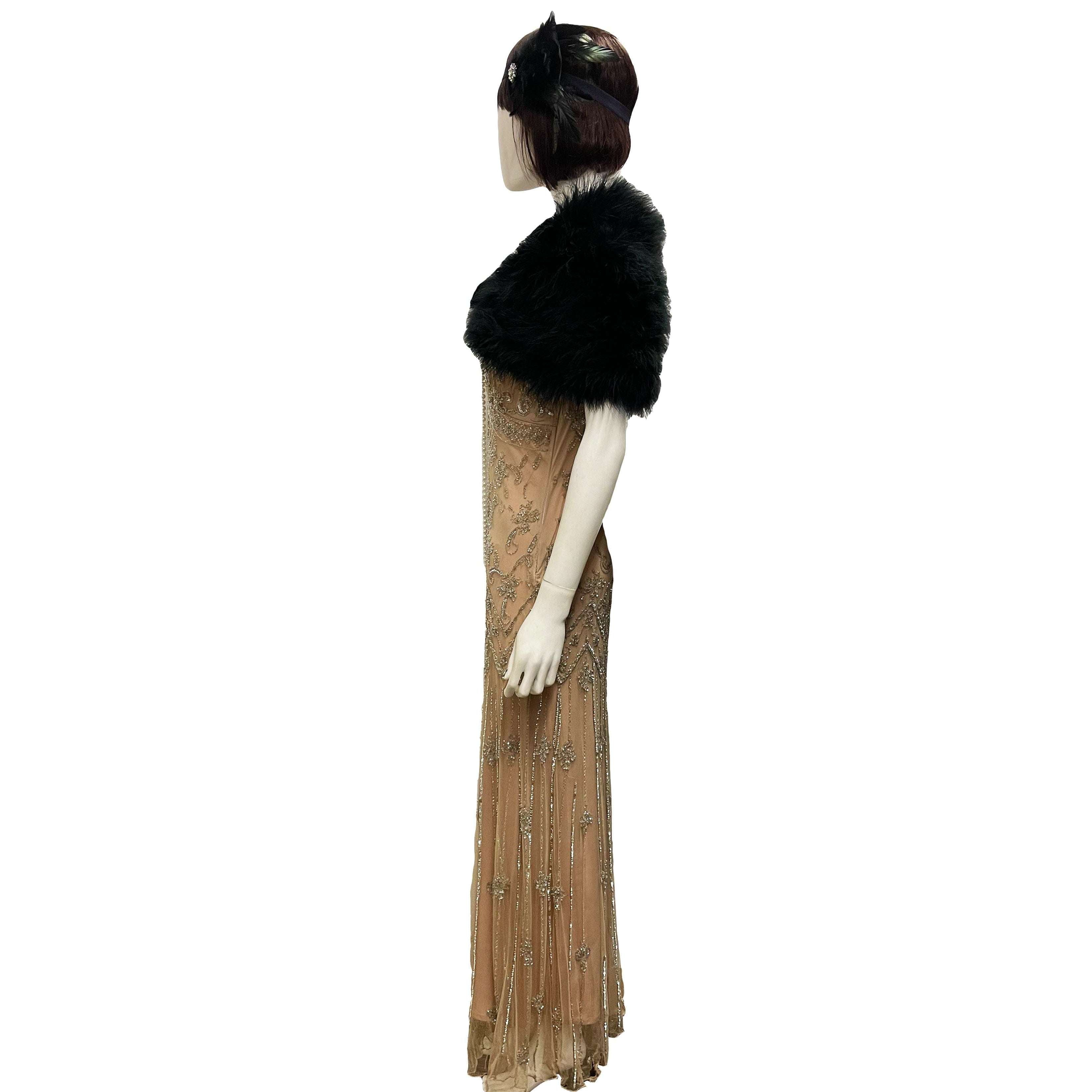 Abracadabra Nyc Premiere 1920s Tan & Silver Elegant Evening Gown Adult Costume