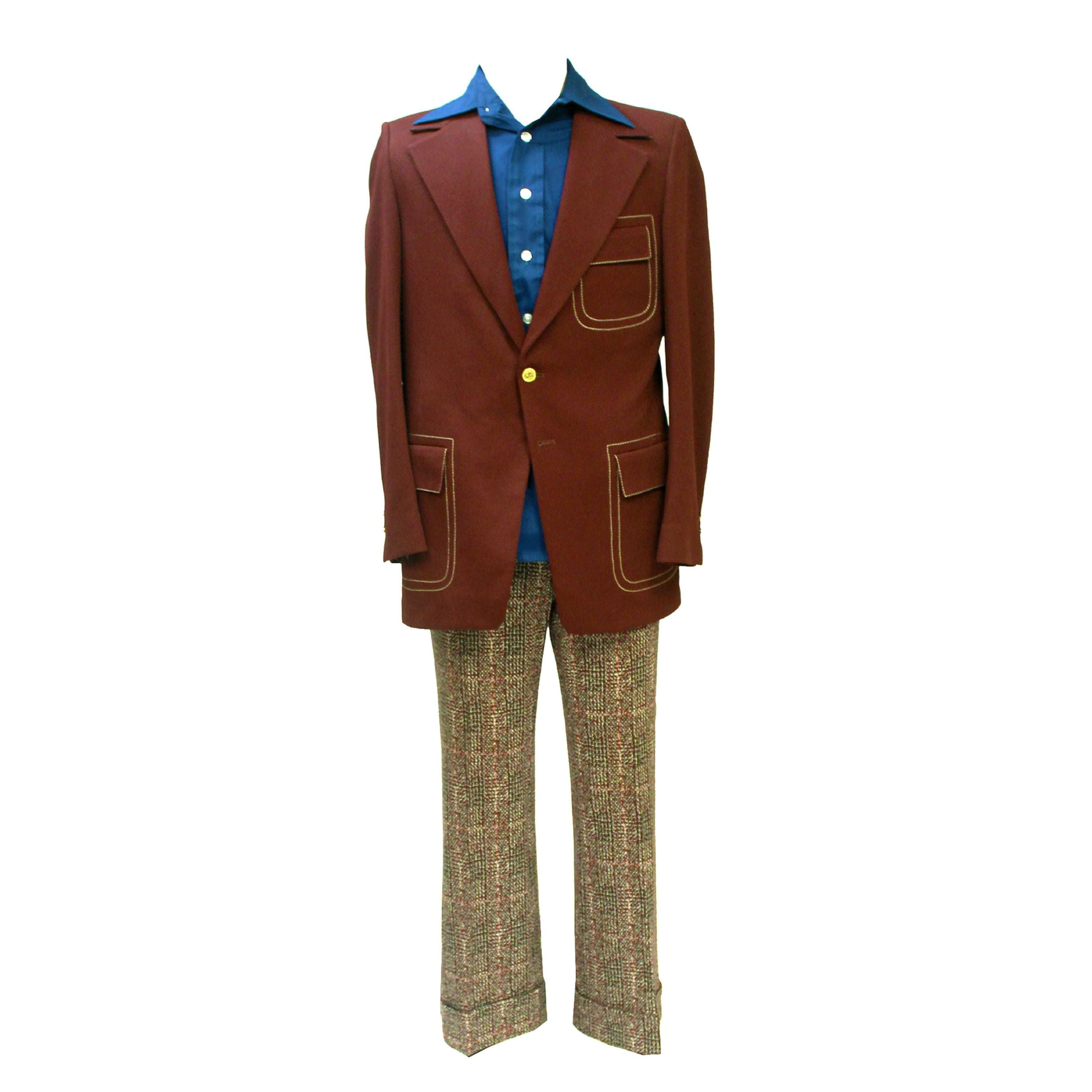 Abracadabra Nyc Deluxe Authentic Vintage 1970s Burgundy Leisure Suit Men's Costume