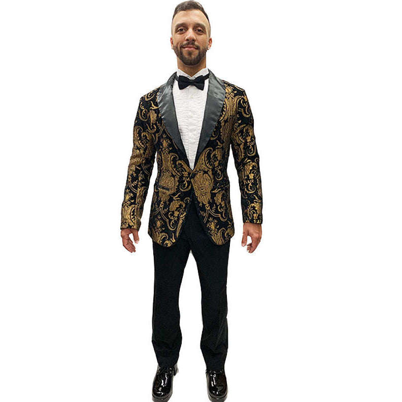 Abracadabra Nyc Pimpin' Black & Gold Brocade Suit Men's Costume