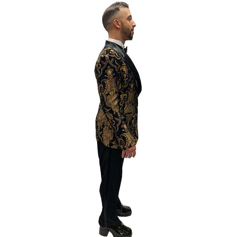 Abracadabra Nyc Pimpin' Black & Gold Brocade Suit Men's Costume