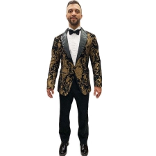 Abracadabra Nyc Pimpin' Black & Gold Brocade Suit Men's Costume