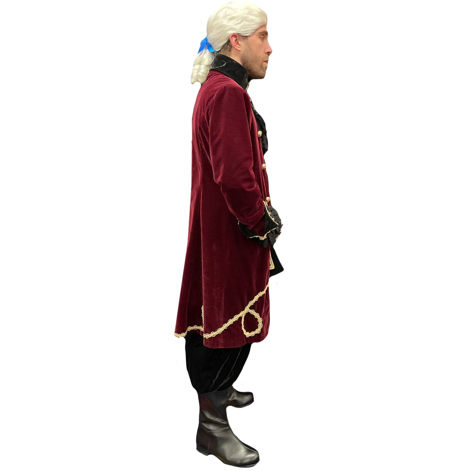 Abracadabra Nyc Colonial Men's Burgundy Velvet Historical Costume