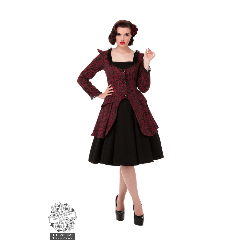 Abracadabra Nyc Victorian Maroon & Black Womens Suit Jacket