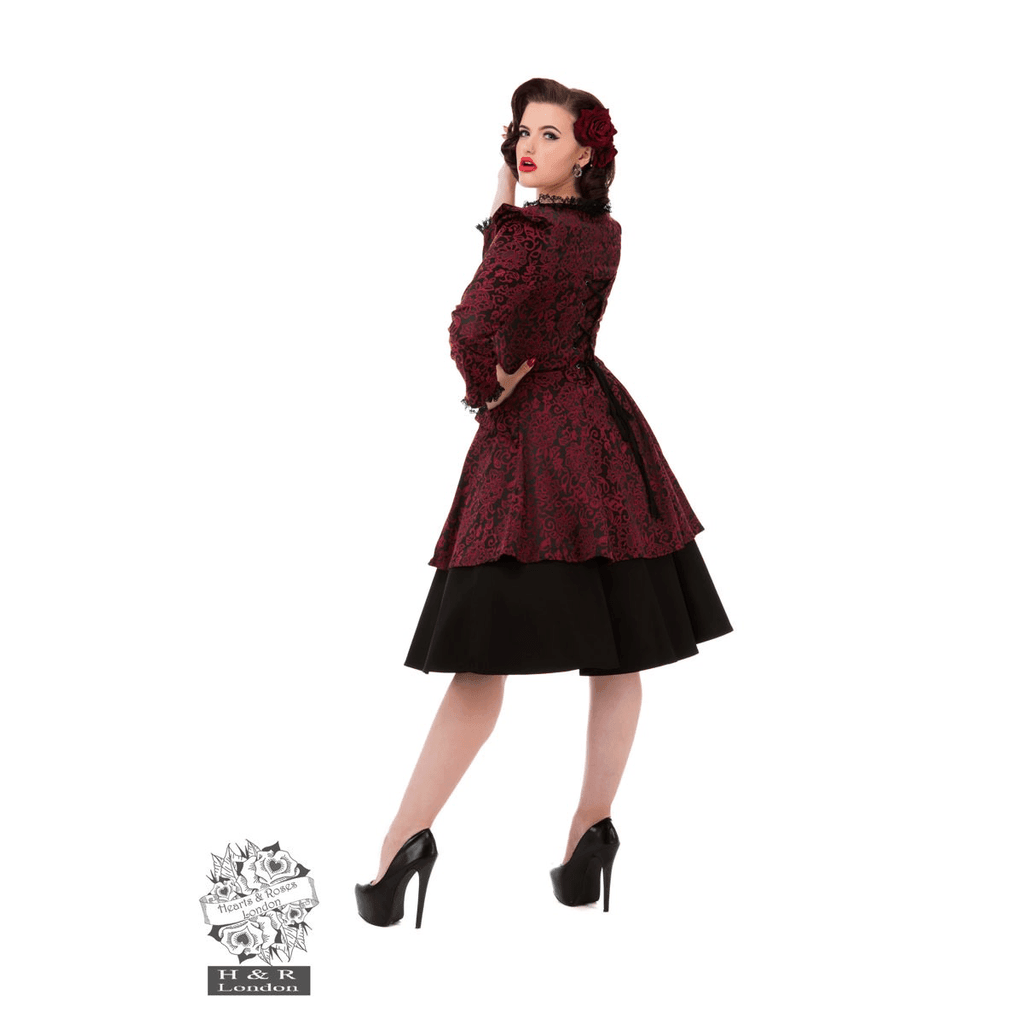 Abracadabra Nyc Victorian Maroon & Black Womens Suit Jacket