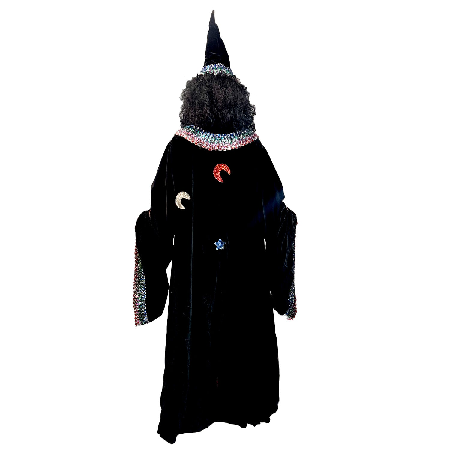 Abracadabra Nyc Dark Fantasy Adult Black Sequin Wizard Cloak & Hat