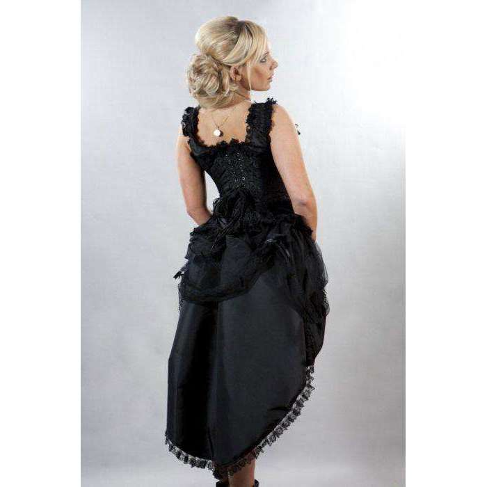 Abracadabra Nyc Suzanna Knee Length Lace Trim Black Taffeta Skirt