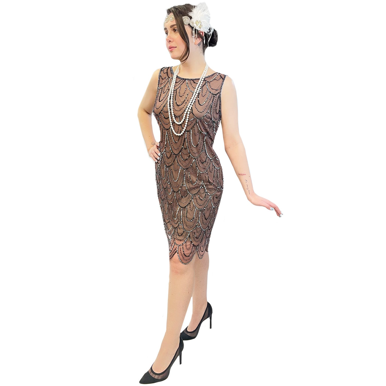 Abracadabra Nyc Classic 1920s Scalloped Sequin Flapper Dress Women's Adult Costume