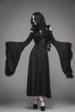 Abracadabra Nyc Gothic Cold Shoulder Long Sleeve Hooded Maxi Dress