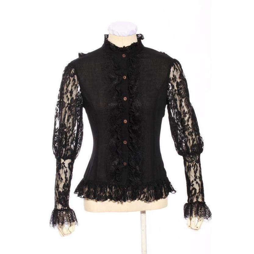 Abracadabra Nyc Black Gothic Lace Long Sleeve Shirt