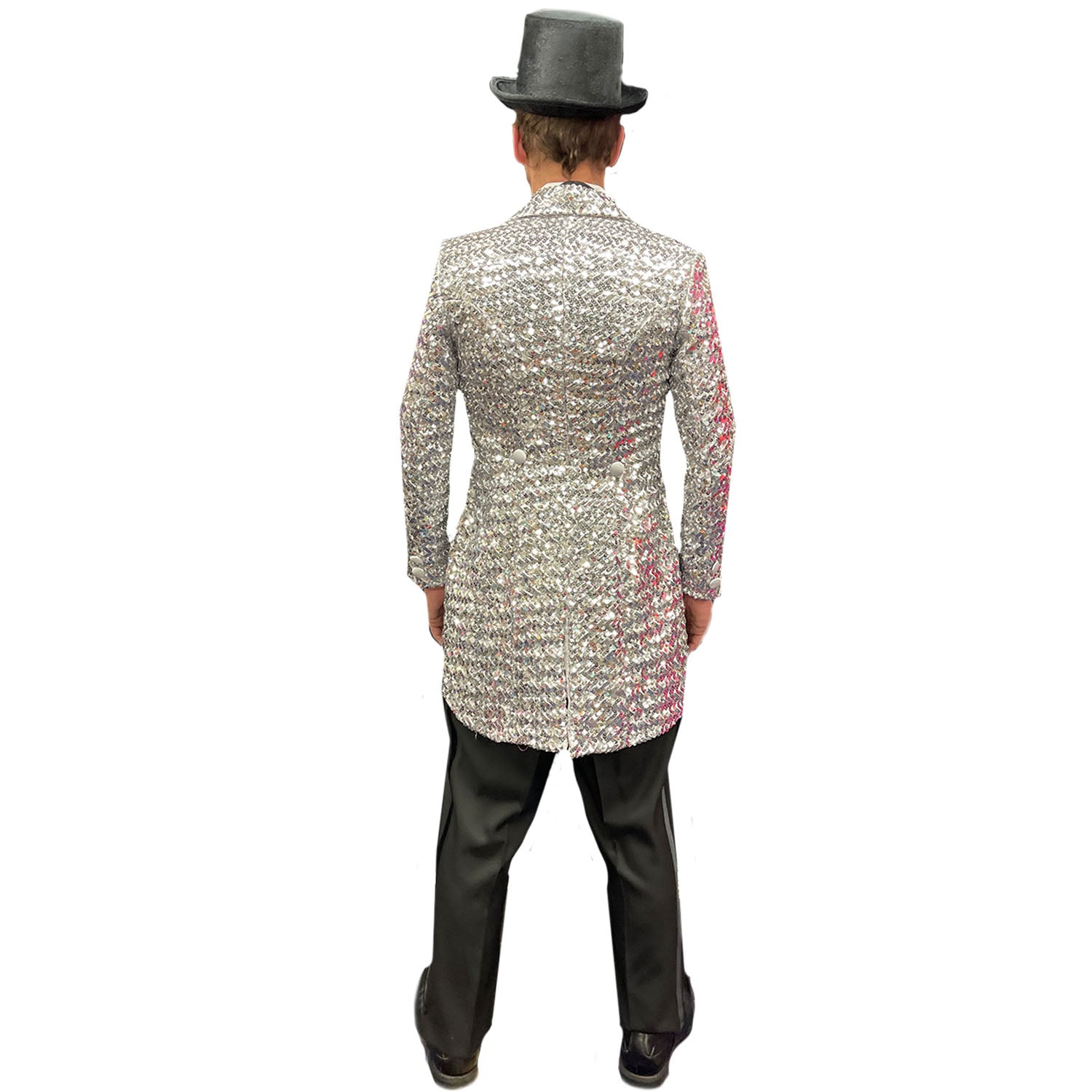 Abracadabra Nyc Shimmery Silver Sequin Men's Tailcoat