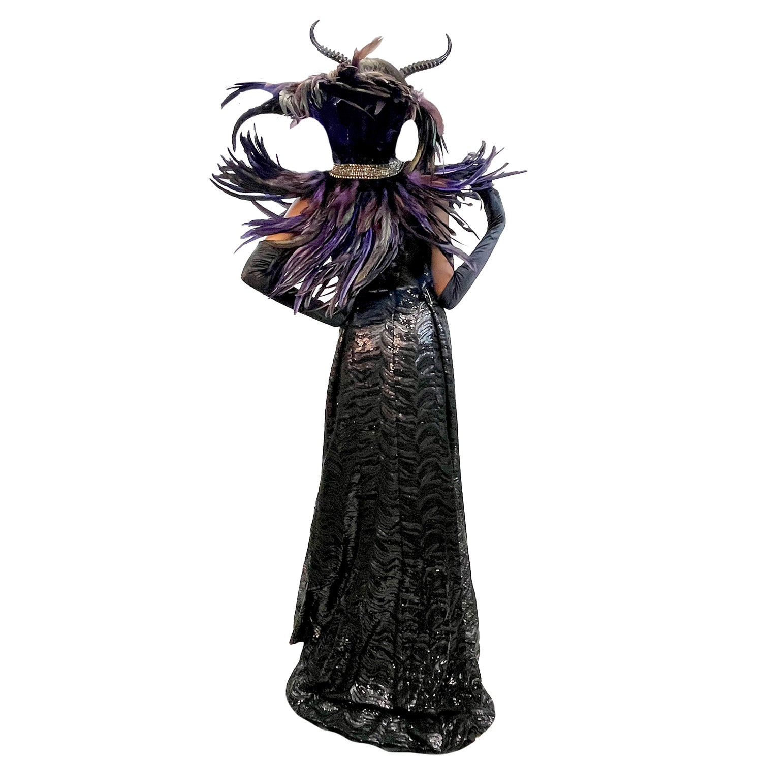 Abracadabra Nyc Fairytale Maleficent Adult Costume w/ Feather Headpiece and Collar