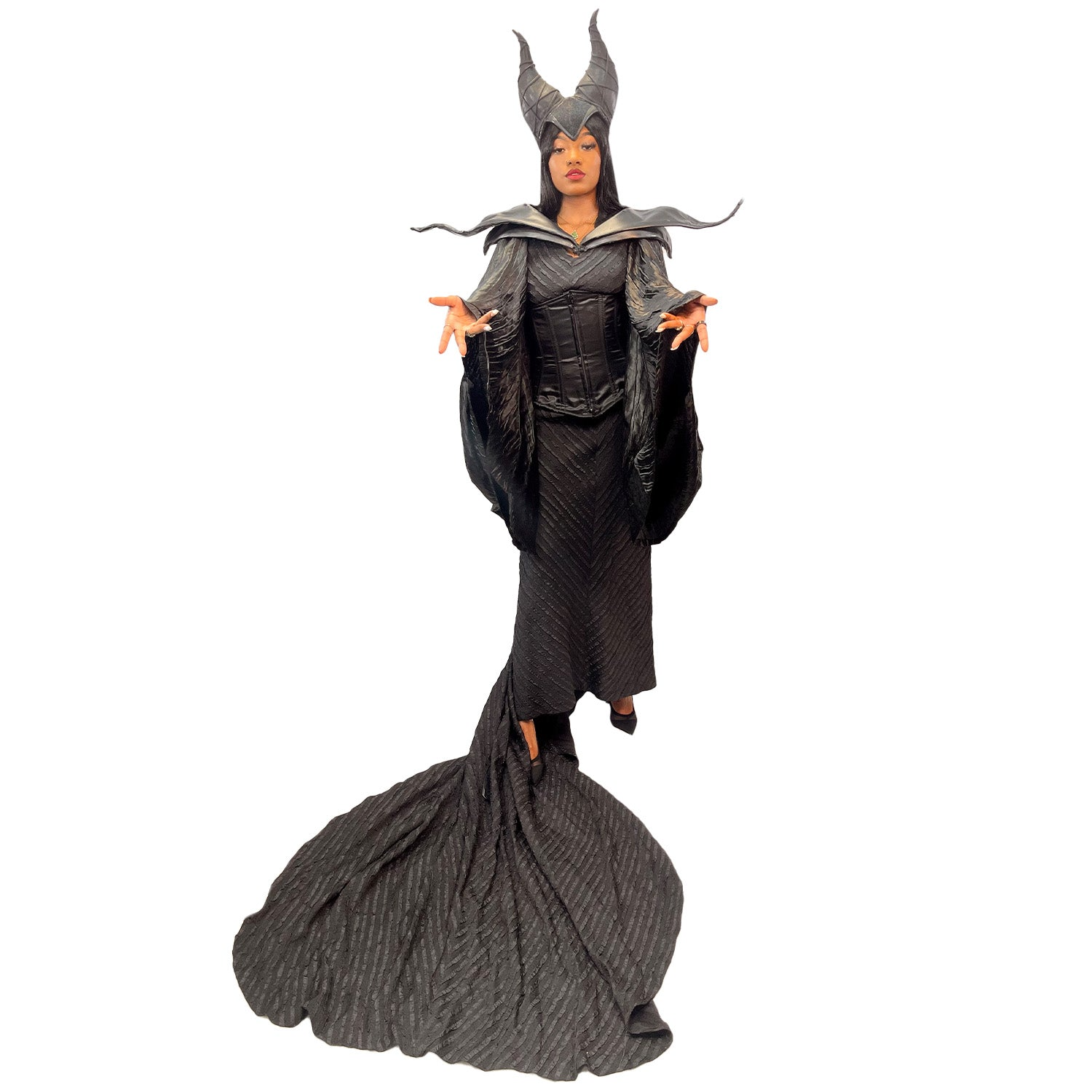 Abracadabra Nyc Elegant Fairytale Maleficent Adult Costume w/ Shoulder Pieces and Headpiece