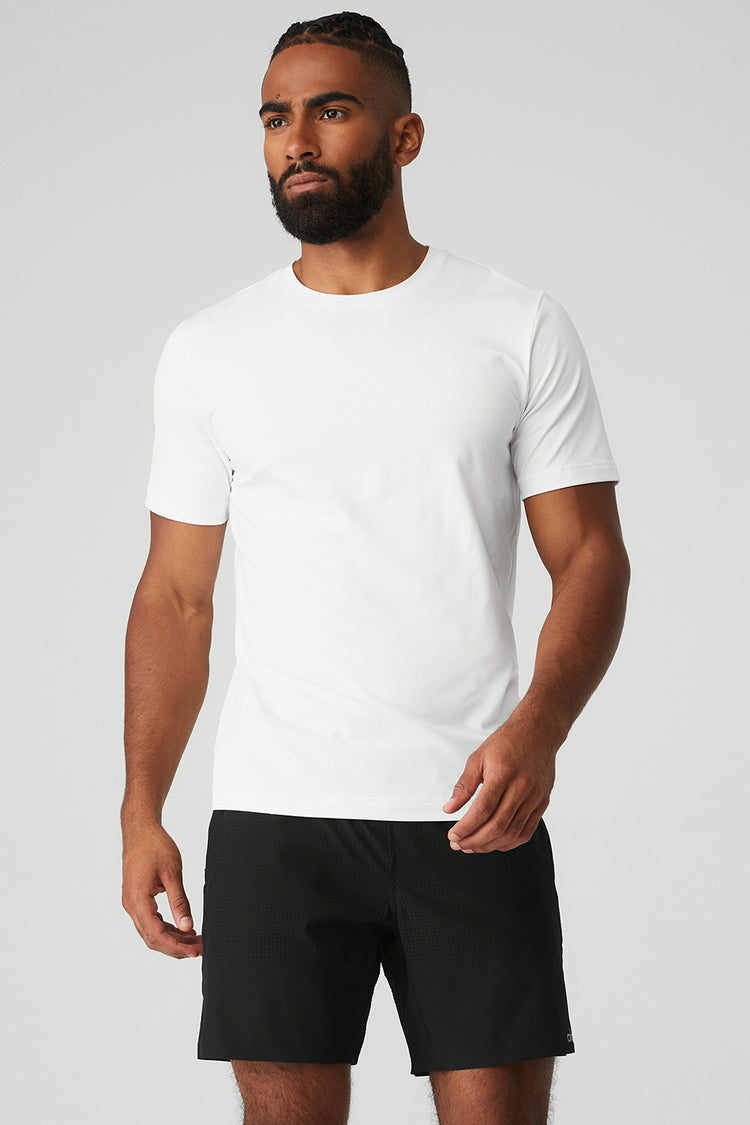 Alo Yoga Conquer Reform Crewneck Short Sleeve - White