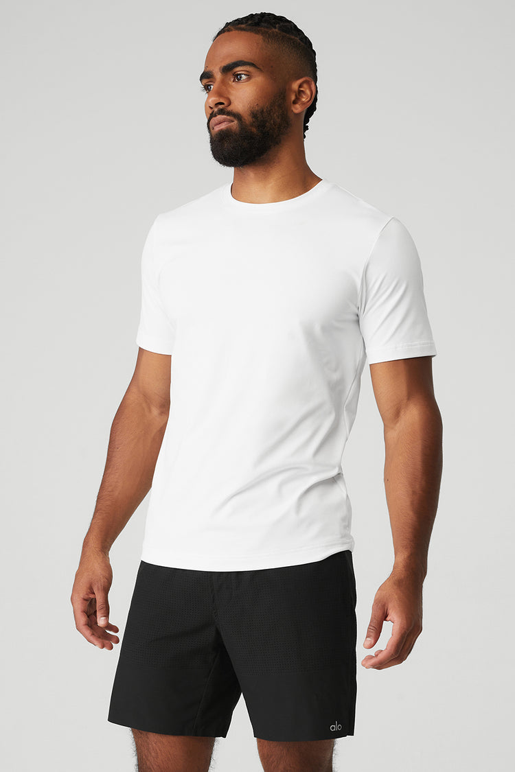 Alo Yoga Conquer Reform Crewneck Short Sleeve - White