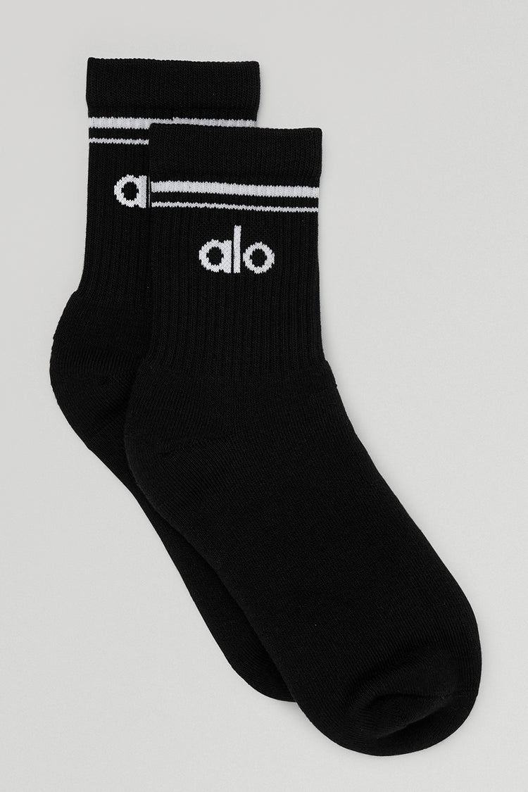 Alo Yoga Unisex Half-Crew Throwback Sock - Black White