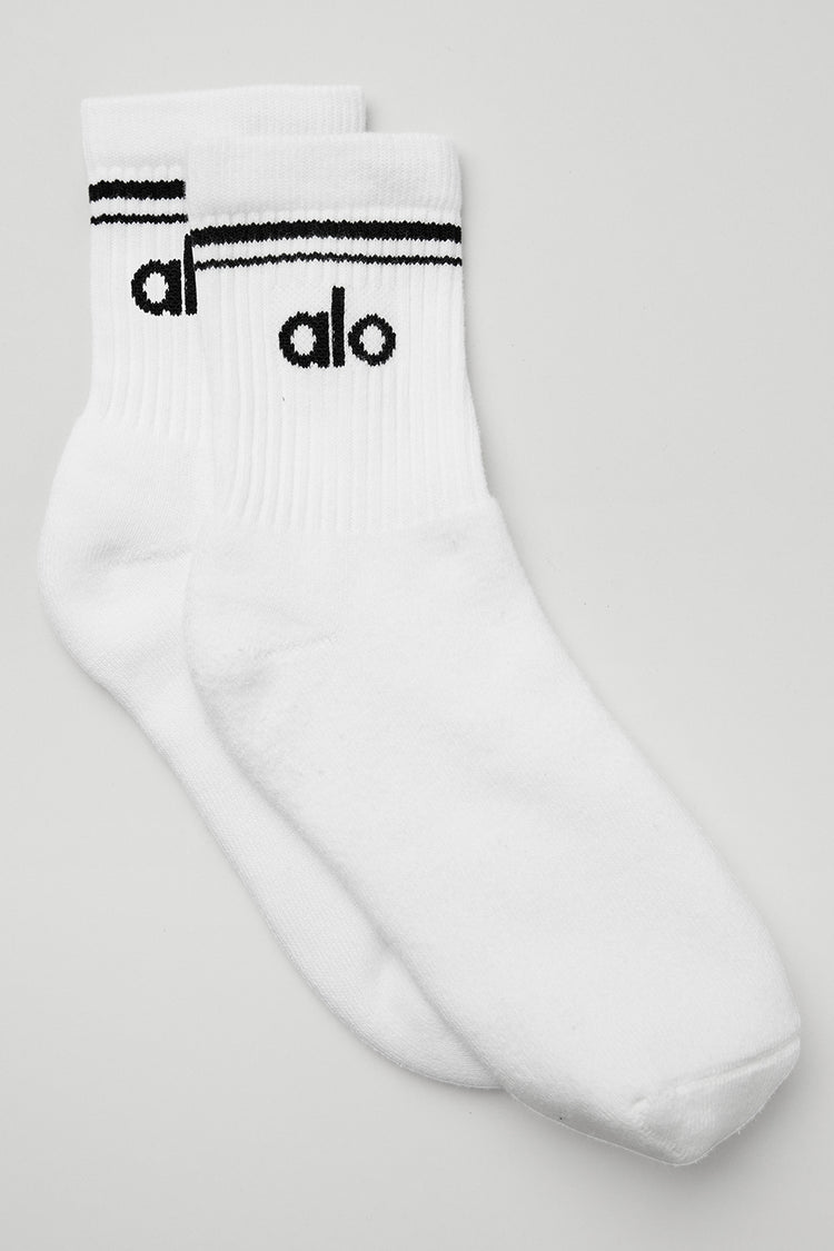 Alo Yoga Unisex Half-Crew Throwback Sock - White Black