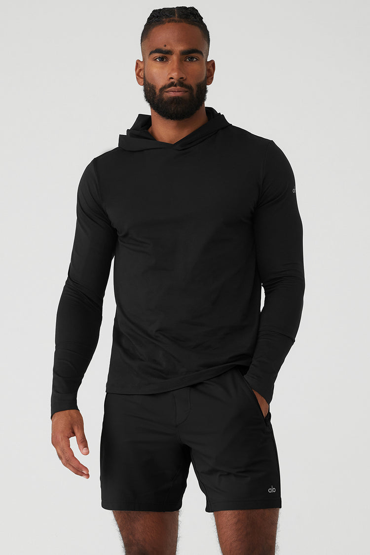 Alo Yoga Conquer Reform Long Sleeve With Hood - Black