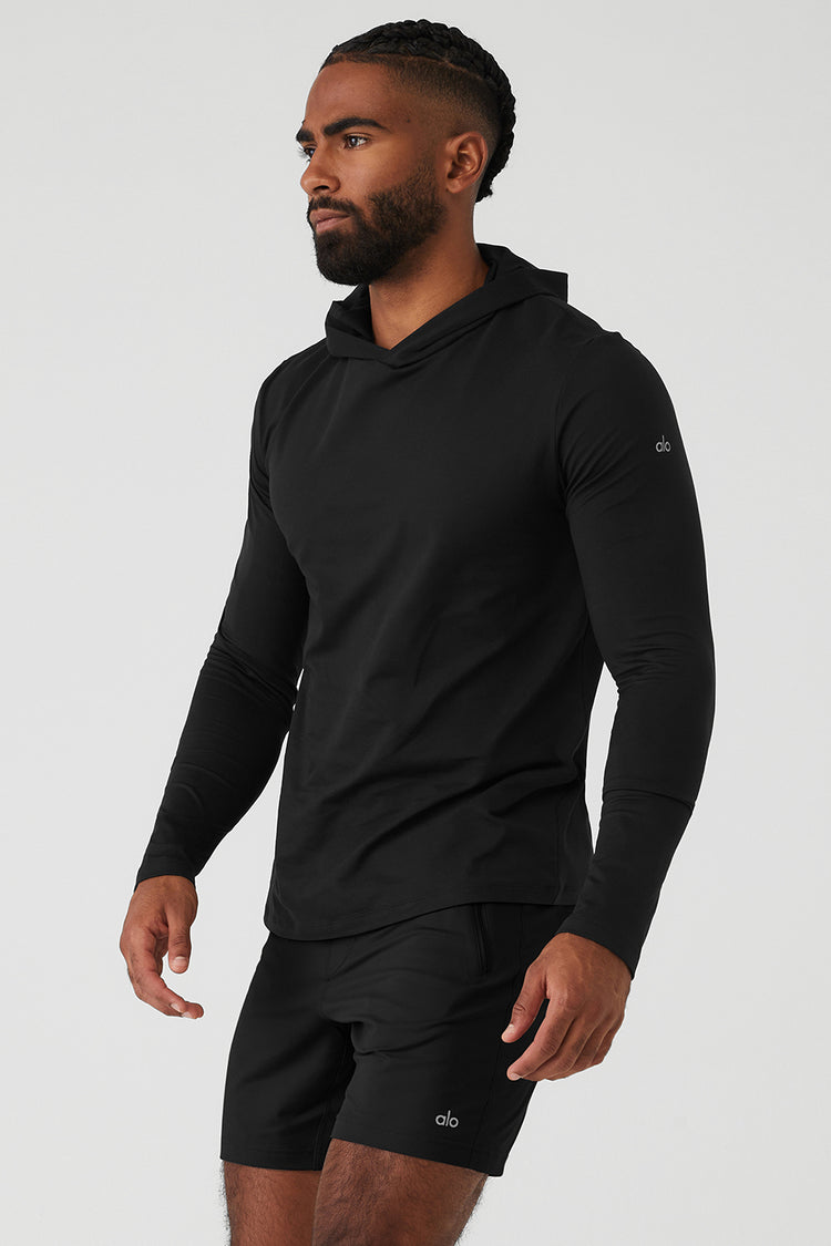 Alo Yoga Conquer Reform Long Sleeve With Hood - Black