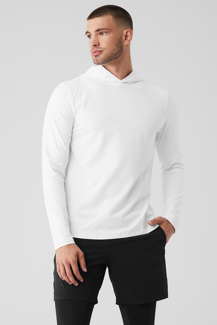 Alo Yoga Conquer Reform Long Sleeve With Hood - White