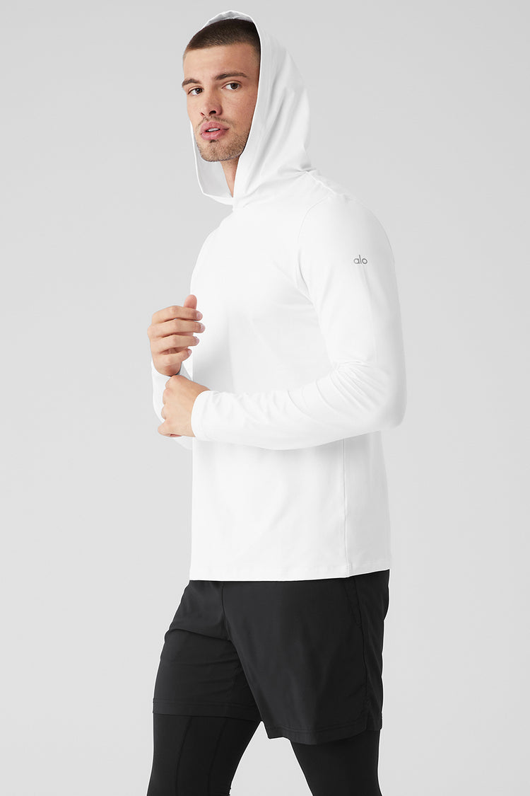 Alo Yoga Conquer Reform Long Sleeve With Hood - White