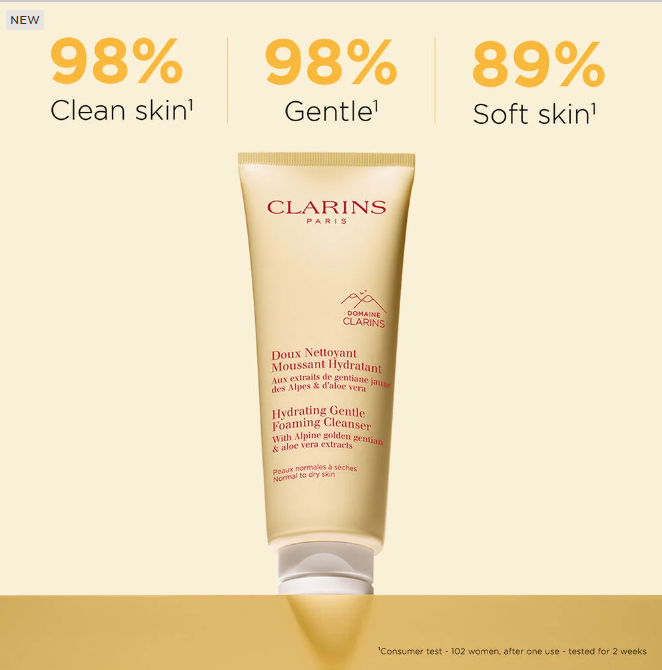 Clarins Hydrating Gentle Foaming Face Cleanser for Normal to Dry Skin - 4.2 oz