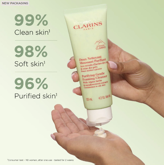 Clarins Purifying Gentle Foaming Face Cleanser for Combination to Oily Skin - 4.2 oz