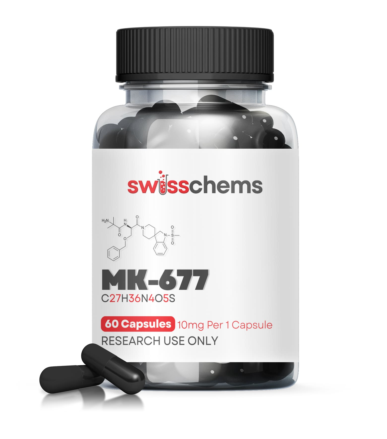 Swiss Chems MK-677 (Ibutamoren), 600mg (10mg/capsule)