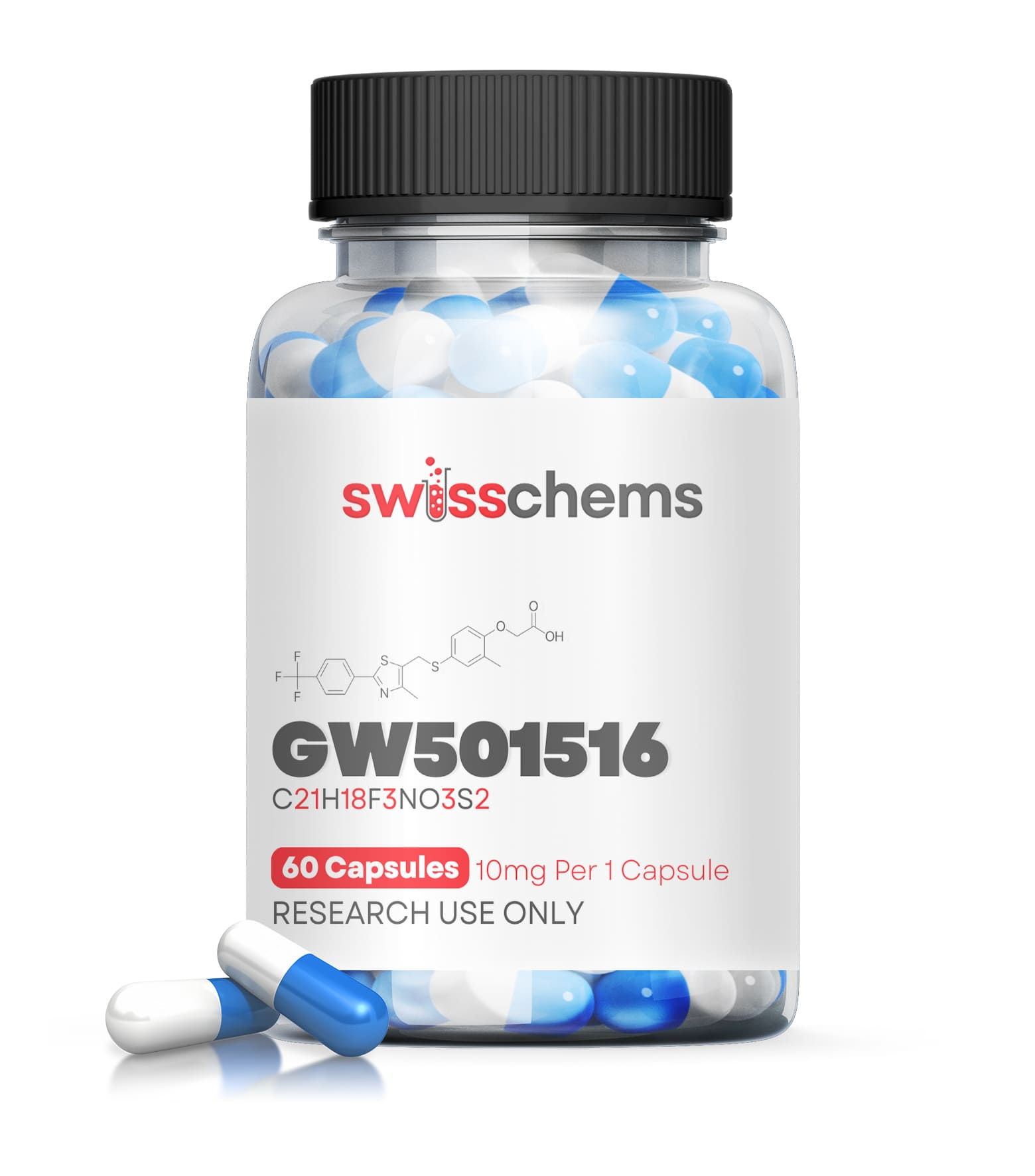 Swiss Chems GW-501516 (Cardarine), 600mg (10mg/capsule)