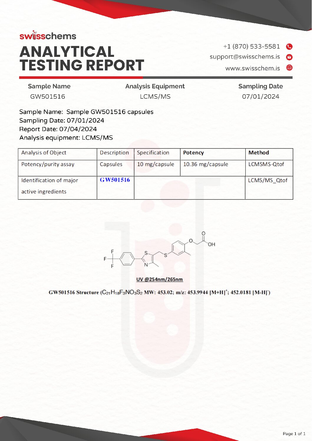 Swiss Chems GW-501516 (Cardarine), 600mg (10mg/capsule)