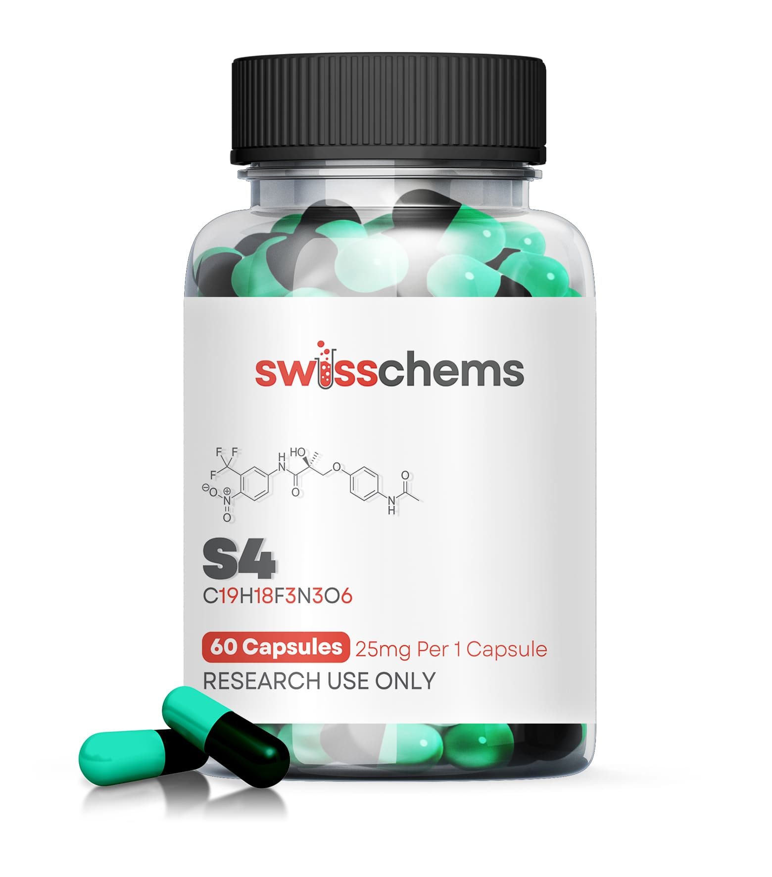 Swiss Chems S4 (Andarine), 1500mg (25mg/capsule)