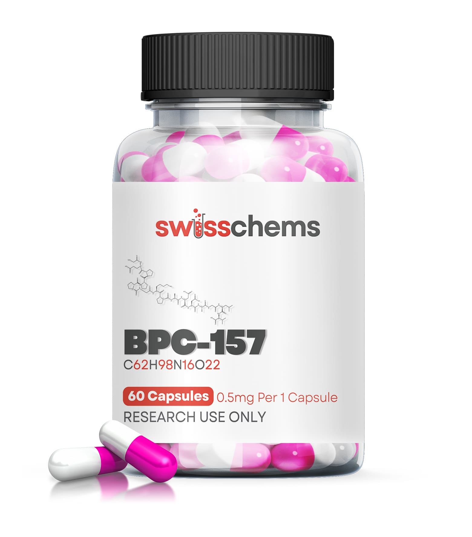 Swiss Chems BPC-157, 30mg (0.5mg/capsule)